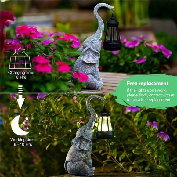 Elephant Statue for Garden Decor with Gift Appeal - Ideal Gifts (11" Elephant) - Picture 3 of 7